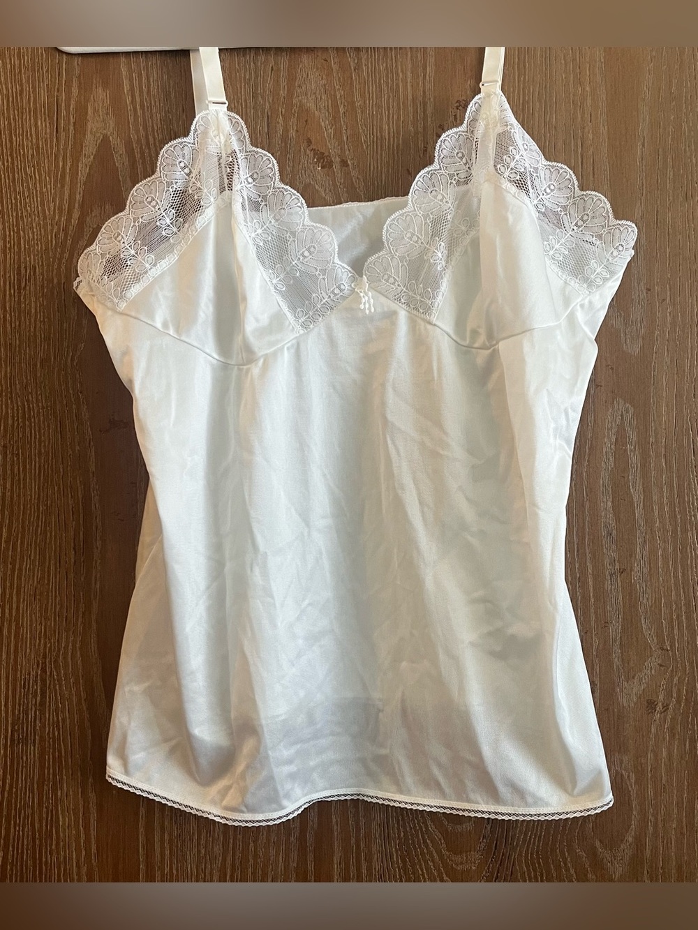 Vintage white lace nylon camisole Large